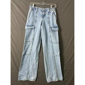 Refuge Denim Cargo Jeans Light Wash Women’s 01 Elastic Waist Utility Pants
